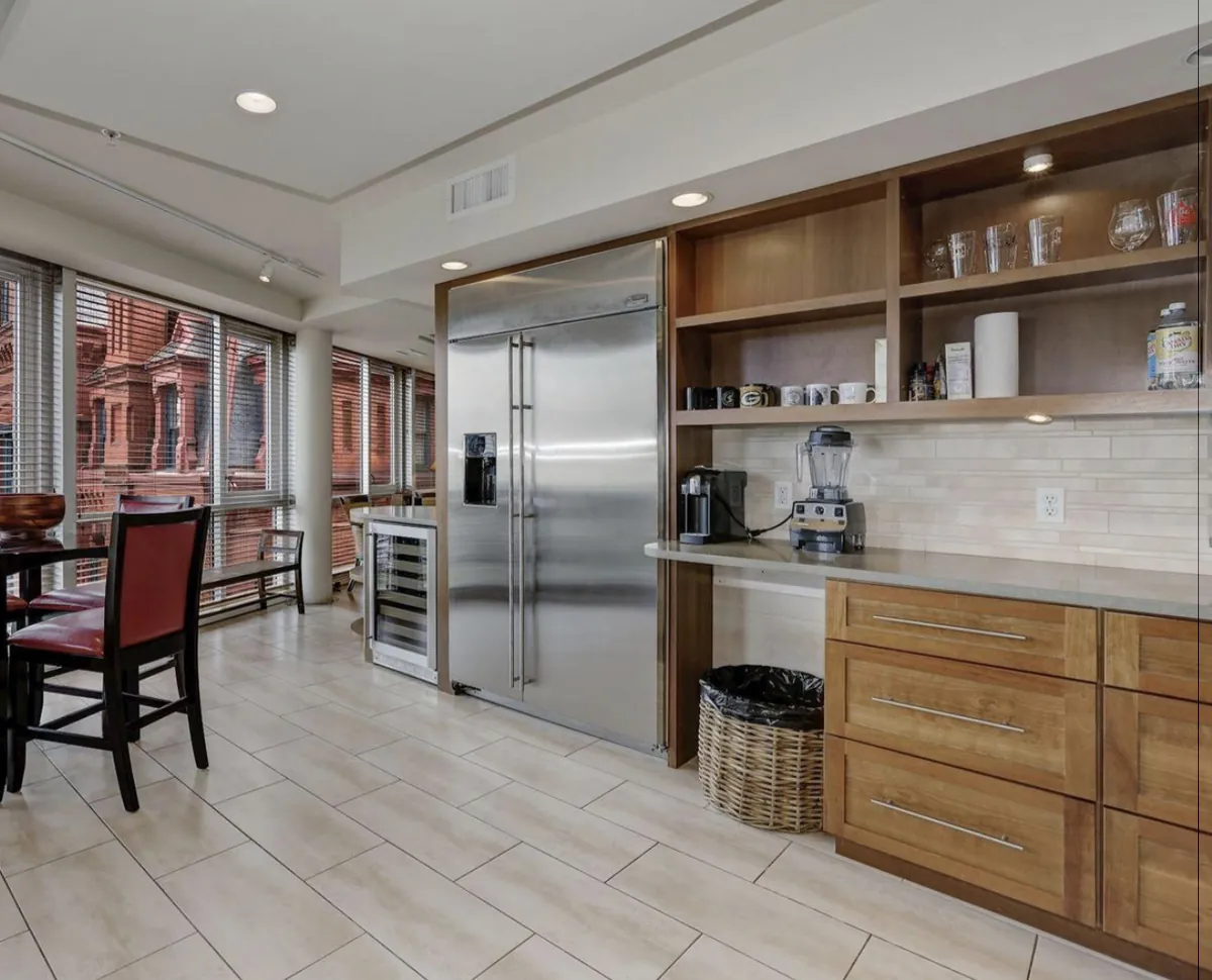 Built-in refrigerator wall and wine storage